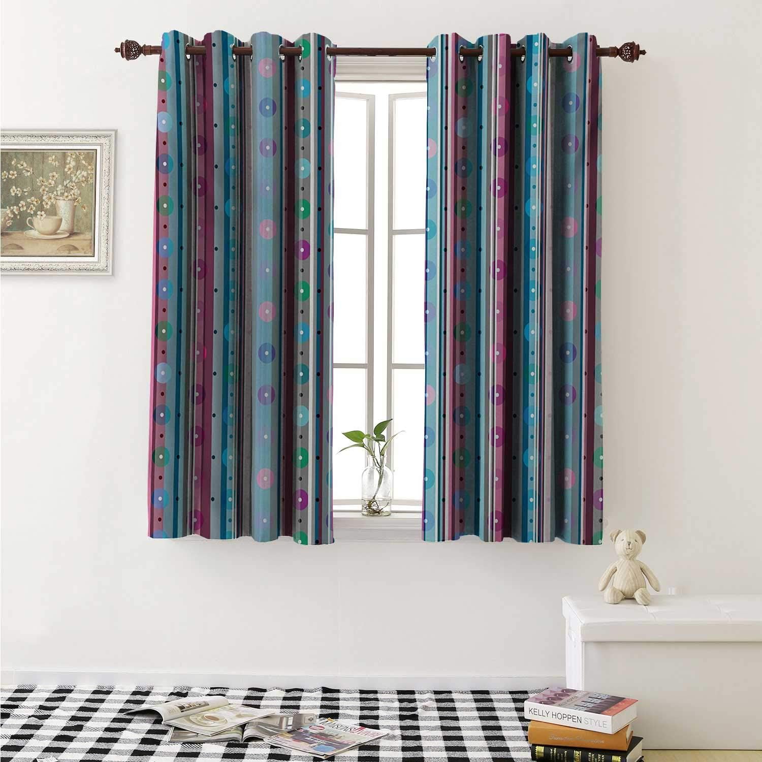 Flyerer Pastel Waterproof Window Curtain Different Colored Stripes in