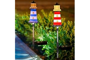 Miruizros Solar Lighthouse Light 2 Pack - IP65 Outdoor Waterproof Path Lights for Garden, Landscape, Yard, Patio, Driveway - 10 Hours Solar Walkway Lighting