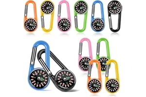 TAIKULA 12 Pcs Mini Compass Keychain for Kids Bulk, Small Pocket Magnetic Compass Survival Hiking for Outdoor Survival Camping Party Backpacking Accessory