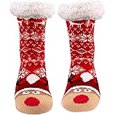 Evankin Christmas Fuzzy Socks for Women Slipper Socks Winter Warm Grip Fluzzy Cozy Soft Thick Mid-calf-socks