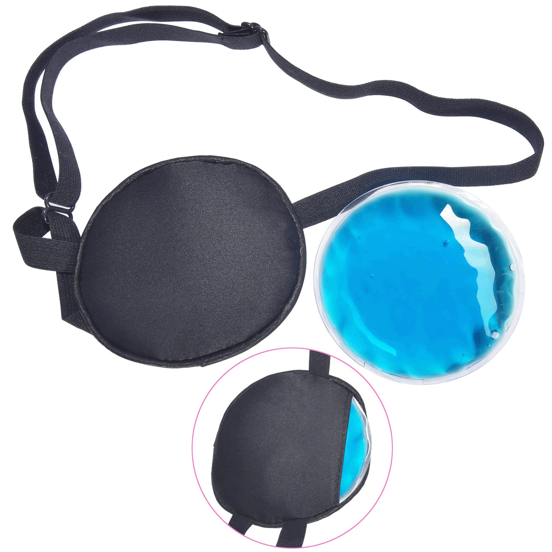 Photo 1 of Cooling Eye Patches for Puffy Eyes, Pure Silk Ice Eye Patch, Single Eye Mask, Medical One Eye Cover Cold Hot Therapy Strabismus Lazy Eyes After Surgery Adult Kid Pirate Eyepatch (Black)