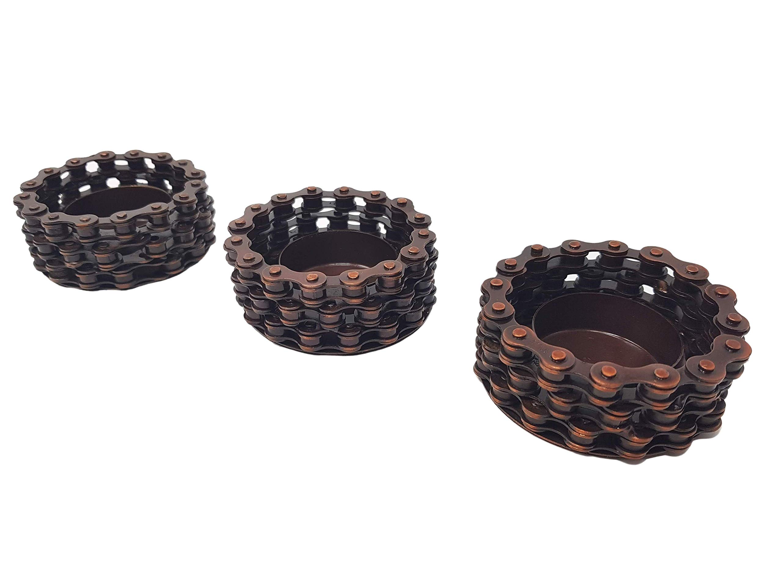 Nadia's Little Treasures Steampunk chain link tealight holder/set of 3 candle holders for industrial style home decor