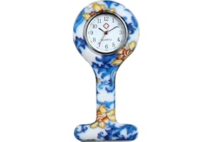LANCARDO Women Girls Nurse Watches Hygienic Lapel Pin-on Brooch Flower Silicone Cover Medical Doctor Paramedic Hanging Fob Watch