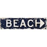 Vintage Tin BEACH Sign Retro Metal Sign for Seaside and beach Plaque 4x16 Inch