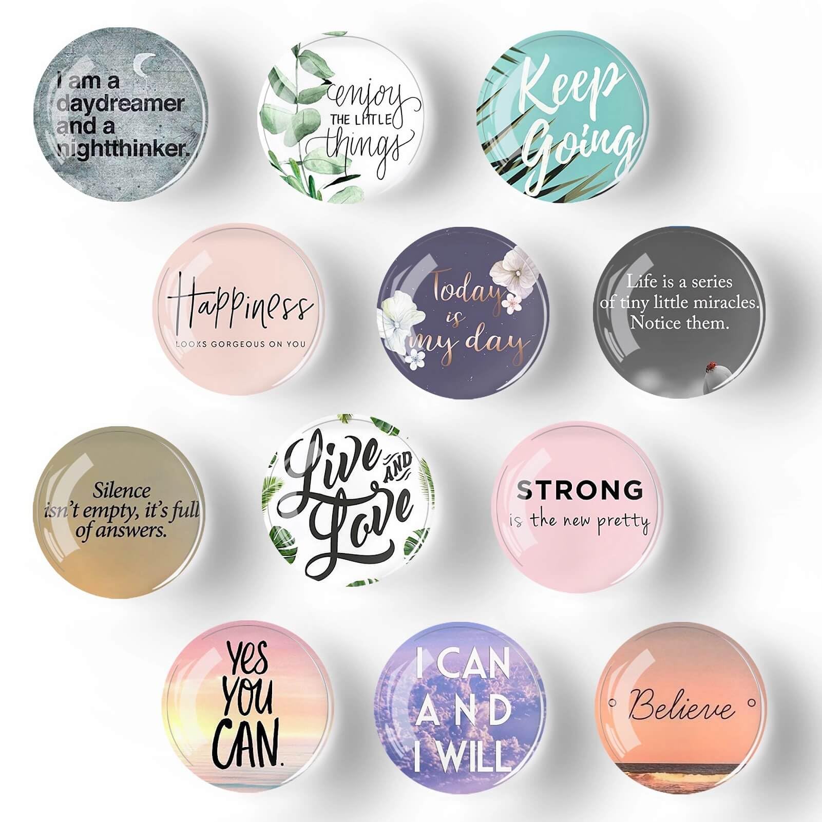 Photo 1 of 12Pcs Glass Refrigerator Magnets - Fridge Magnets Decoration for Classroom, Locker, Office Whiteboards, Cabinet, Dishwasher and Magnetic Surfaces (Inspirational Quote Fresh)