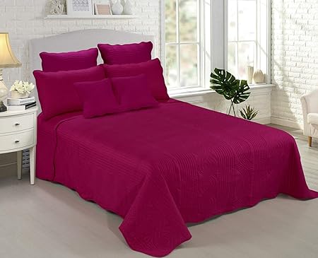 Univers Decor Couvre Lit Boutis Piquage Vagues 7 Pieces Pour Lit 2 Places Framboise Couvre Lit Boutis 230 X 250 Cm Pour Lit 2 Places Amazon Fr Cuisine Maison