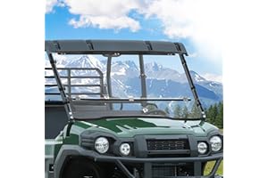 StarknightMT Heavy Duty Anti-Scratch Mule Pro Flip Down Windshield Compatible with 2015-2025 Kawasaki Mule Pro FXT / FX / DXT / DX Fold Window Hard-Coated Polycarbonate 250X Stronger Than Glass