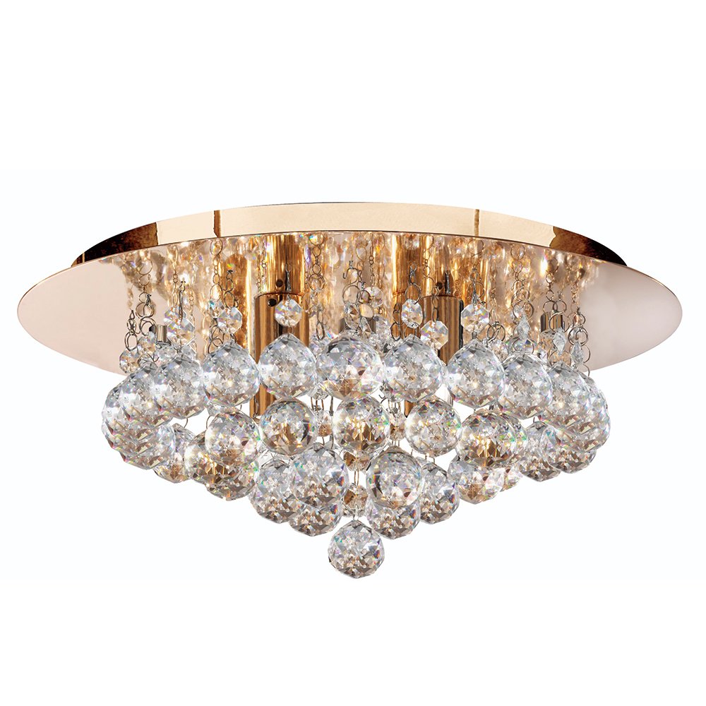 Searchlight Hanna 4 ceiling light 3404-4GO (round, clear crystals, gold finish)
