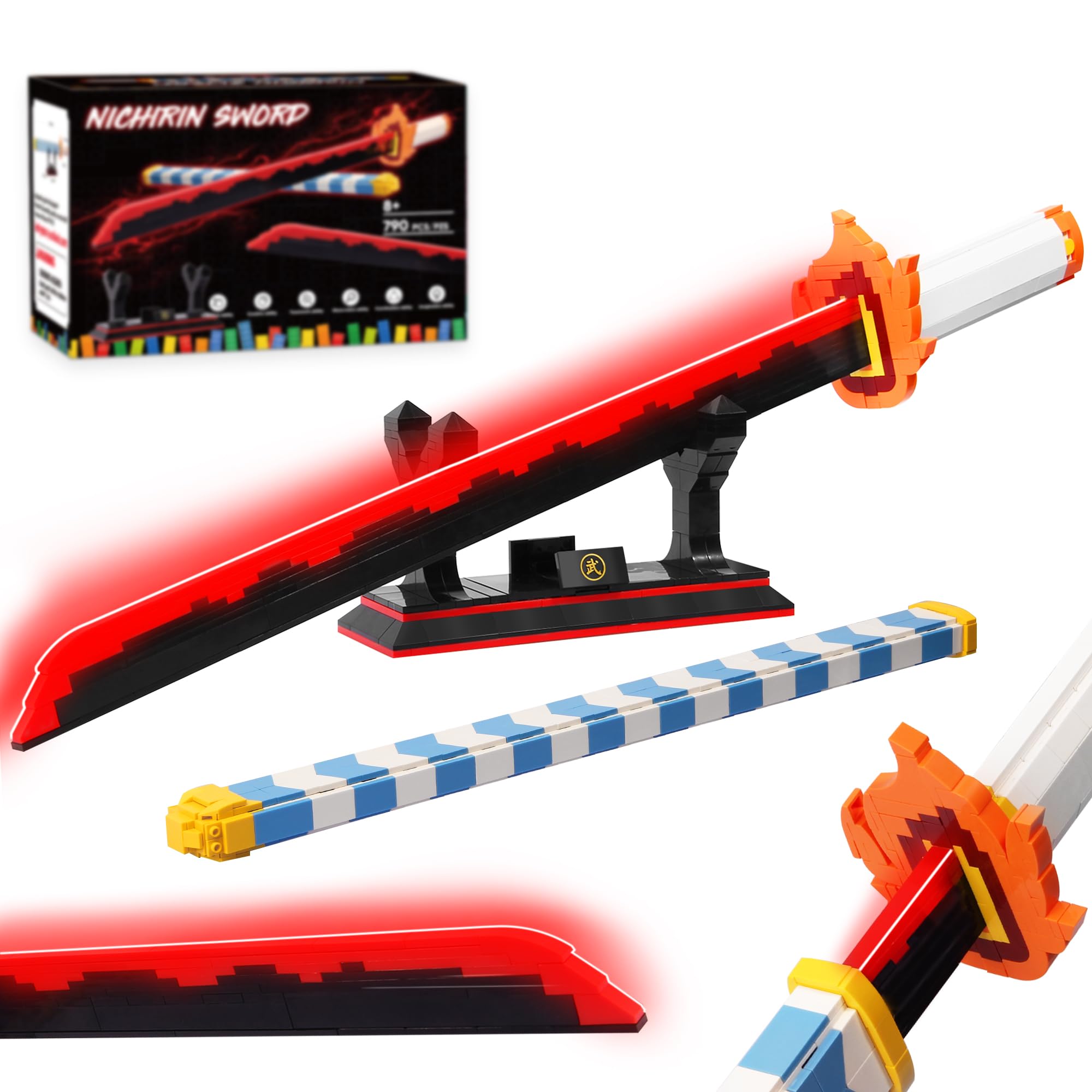 Jorumo Demon Slayer Sword Building Set, 27in Rengoku Kyoujurou Sword Building Block with Scabbard and Stand, Cosplay Anime Sword Toy Building Set for Collecting and Gifting 790 Pieces — image 1