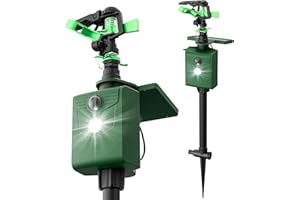 X-OCTENOL Motion Activated Sprinkler Deer Repellent Devices with Flashing Light, Solar Powerd Cat Repellent Outdoor with Motion Sensor - Keep Rabbits Shunks Dog Raccoons Birds Away from Lawn and Garden