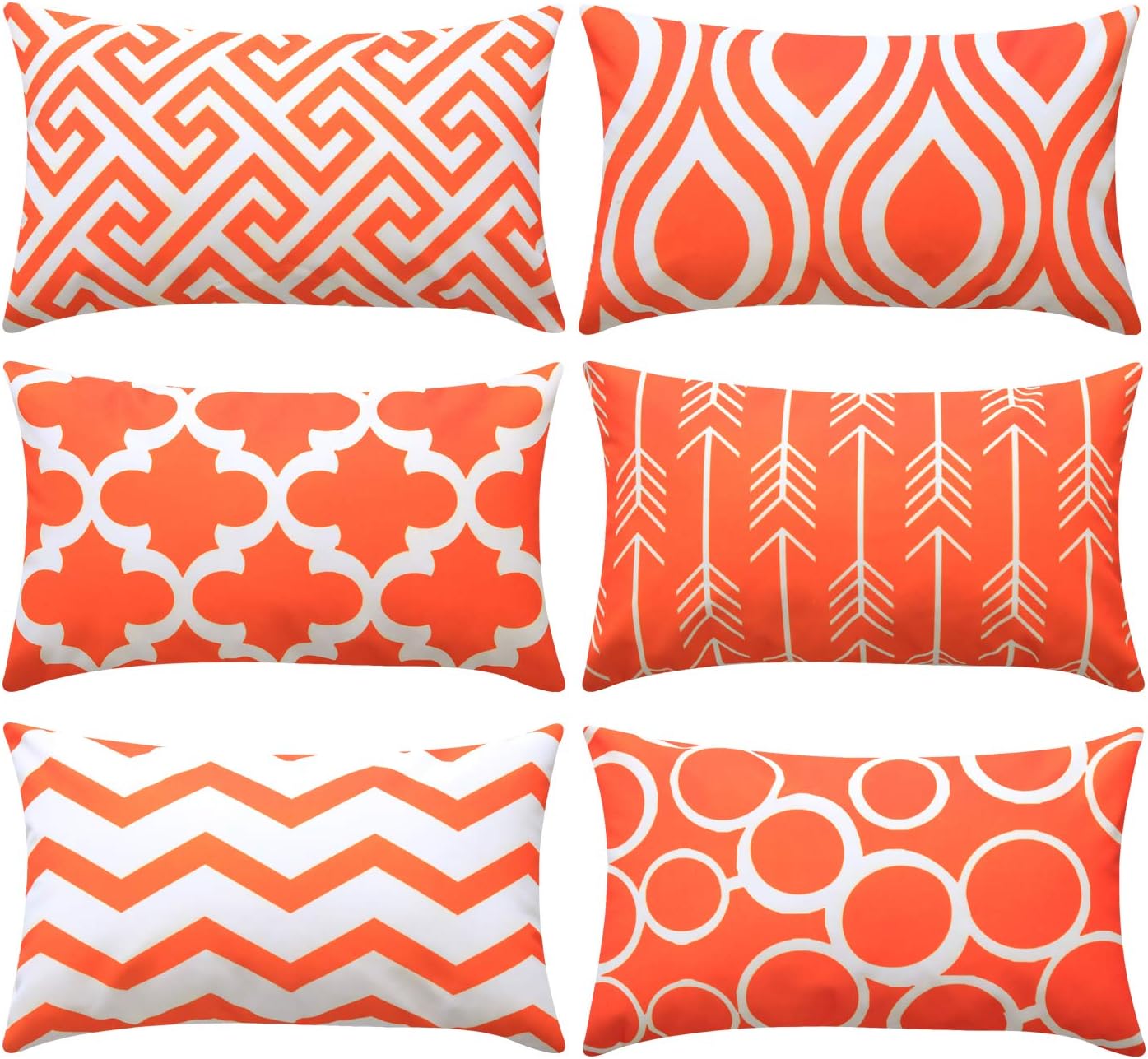 Topfinel Orange Cushion Cover Canvas Decorative Rectangle Throw Pillow