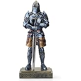Amoysanli Medieval Knight Statue King's Guard Medieval Decor Polyresin Knight Swordsman Armor Statue Top Collection as Gift 15.12 Inch (Blue)