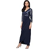 S.L. Fashions Womens Long Sequined Scuba Crepe Dress