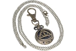 FOBTIME Bronze Vintage Brass Antique Case Pocket Watch Fob Watch for Men Women with 1 PC Necklace Chain 1 PC Key Clip