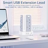 Kemelo 12-in-1 Tower Extension Lead with USB 4 Ports 3M Surge Protected view 4