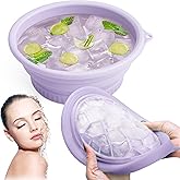 MEIZHJJU Facial Ice Bath Bowl with Built-in Ice Tray, Foldable Ice Face Bowl for De-Swelling and Recovery, Portable for Travel, Home Spa, Skincare Enthusiasts and Athletes (Purple)