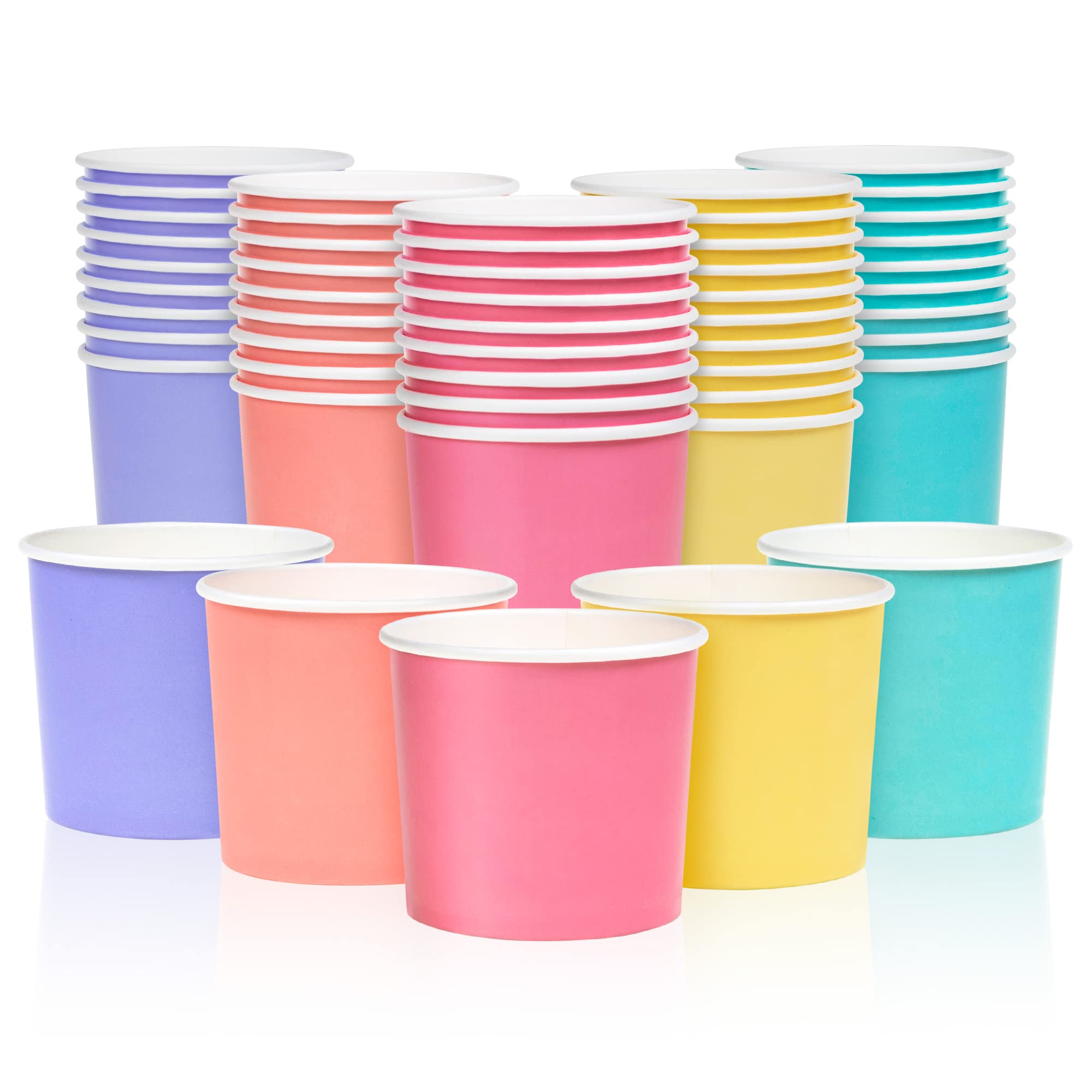 MATICAN Paper Ice Cream Cups, 50-Pack 325ml Disposable Dessert Bowls for Hot and Cold, 325-ml, 5 Pastel Colors