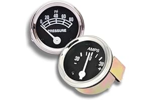 VR Autopedia Amp Meter Oil Pressure Gauge kit (30-0-30, 0-80 PSI) with 2" Chrome Bezel for Ford Tractor 2N 8N 9N NAA 601 70 8