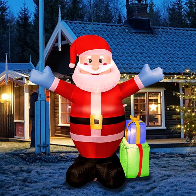 WOMIR 5FT Christmas Inflatable Santa Claus Carrying Gift