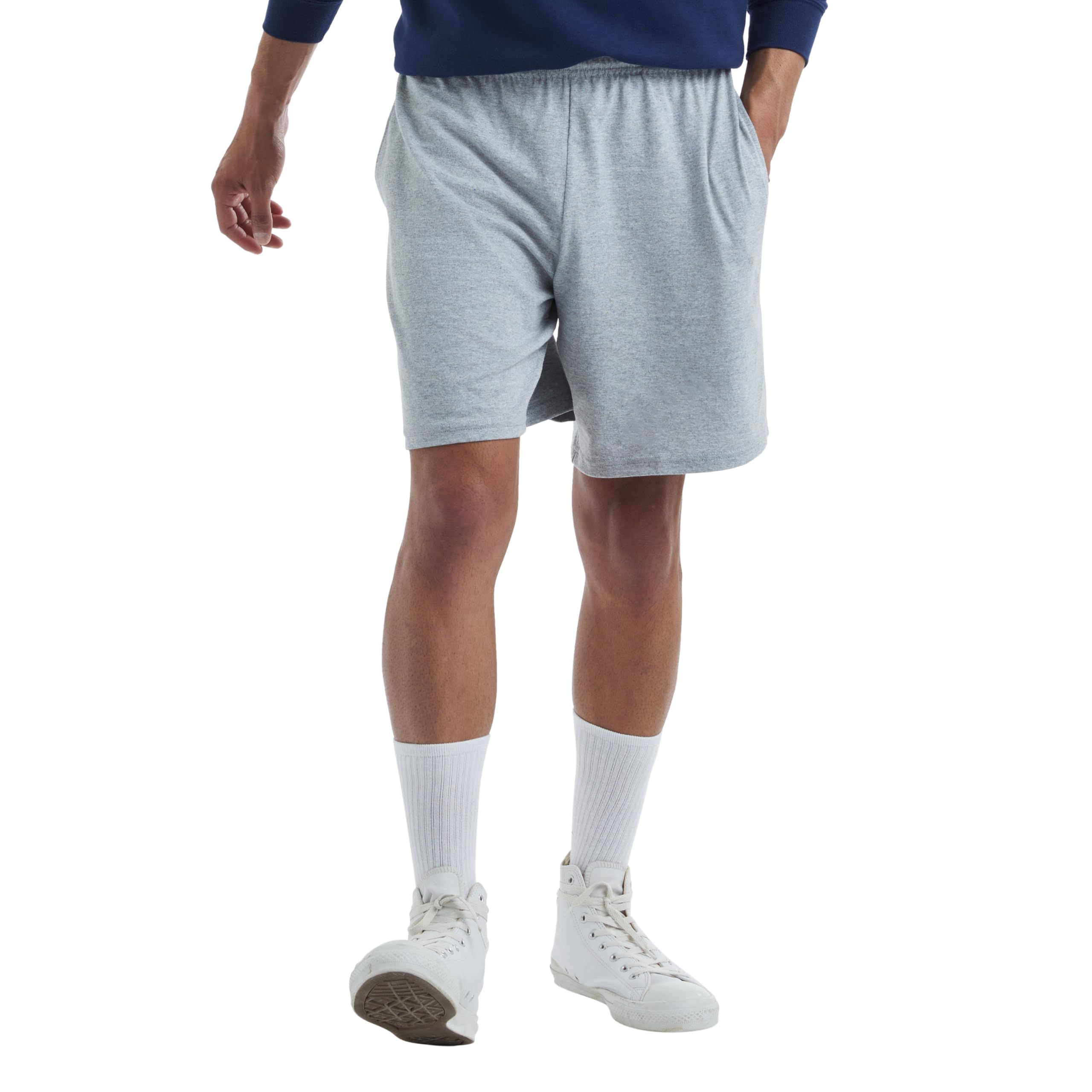 Photo 1 of Hanes Mens Jersey Cotton With Pocket Workout-and-training-shorts, Light Steel, 4X-Large US