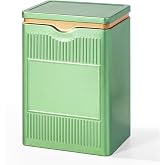 Tea Tin, Premium Tight Sealing Metal Canister with Press on Lid | Storage Tin for Loose Leaf, Tea Bags, Ideal for Kitchen Countertop &amp; Pantry, Green Square Tinplate Can, JOYLULU