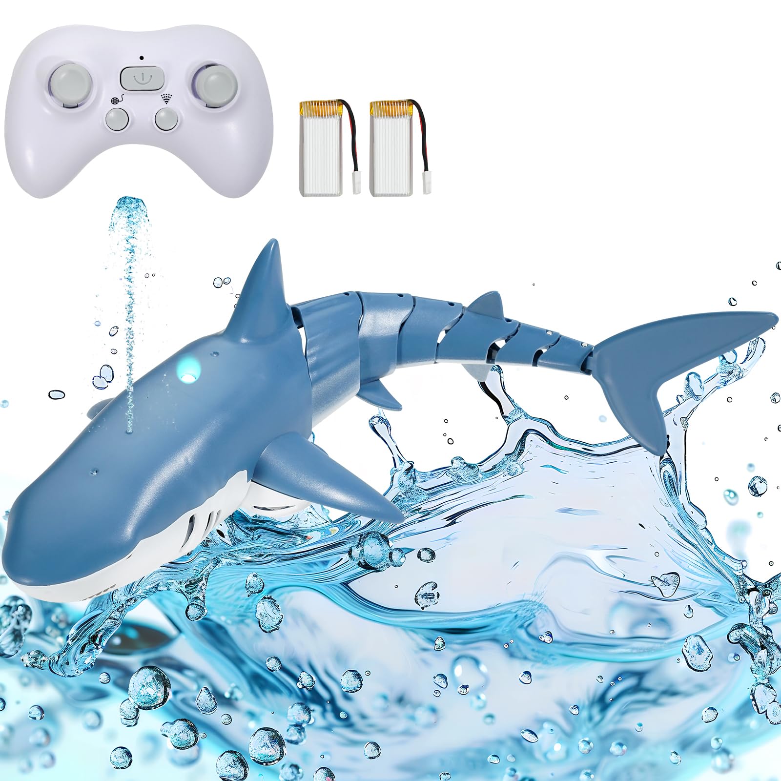 Photo 1 of ITEM IS MISSING PARTS, UNSURE WHAT PARTS ARE MISSING -------------------------------------------------------VEVOR Remote Control Shark Toy, 2.4GHz High Simulation Shark RC Boat for Swimming Pool Bathroom, Electric RC Fish Toy with 2 Batteries, Light & Spr