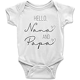 Brain Juice Tees Hello Nana Papa Onesie® Baby Boy Clothes Unisex Funny Baby Girl Romper Grandparents Onesie® (3-6 Month)