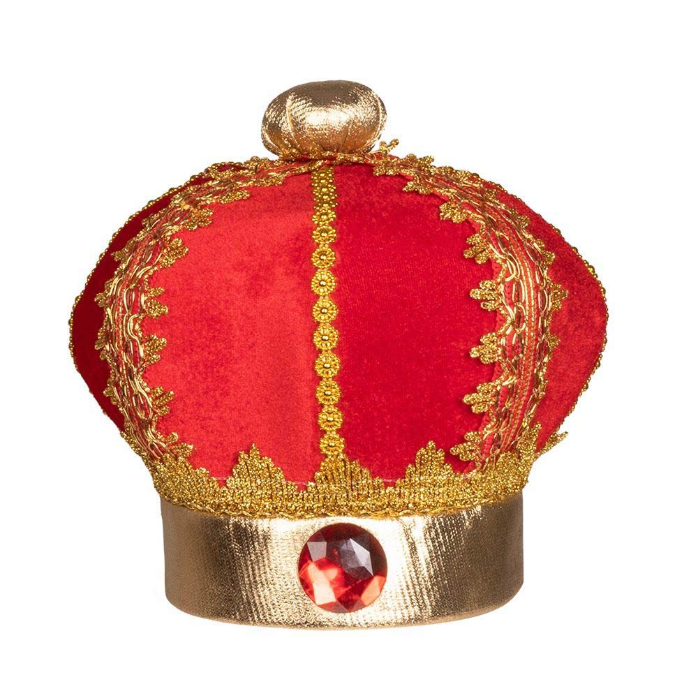 Boland Children's Crown For King and Queen, Royal Fancy Dress Accessory, Crown For Kids, Coronation, World Book Day, Nativity, Red and Gold, Elasticated, One Size (One Size)