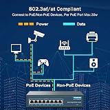 YuanLey 8 Port Gigabit PoE Switch 120W 802.3af/at Unmanaged Plug and Play view 3
