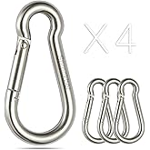 sprookber Stainless Steel Carabiner Spring Snap Hook - 304 Stainless Steel Heavy Duty Clips, Set of 4