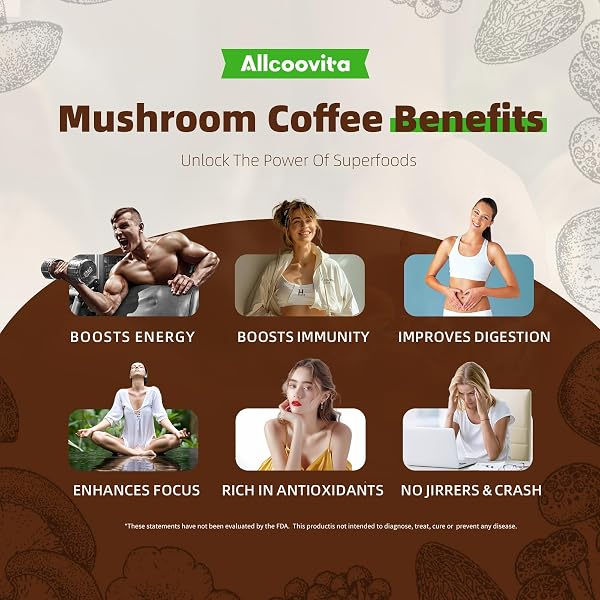 MUSHROOM COFFEE – LIONS MANE MUSHROOM POWDER INSTANT COFFEE WITH LION’S MANE, REISHI, CHAGA, CORDYCEPS, AND TURKEY TAIL – MUSHROOM COFFEE ALTERNATIVE FOR ENERGY, MENTAL CLARITY & FOCUS, BRAIN BOOSTER