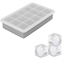 Tovolo Perfect Cube Ice Tray (Charcoal) -Stackable & Reusable Silicone Molds for Whiskey, Cocktails, Set of 1 with Lid, Oyste