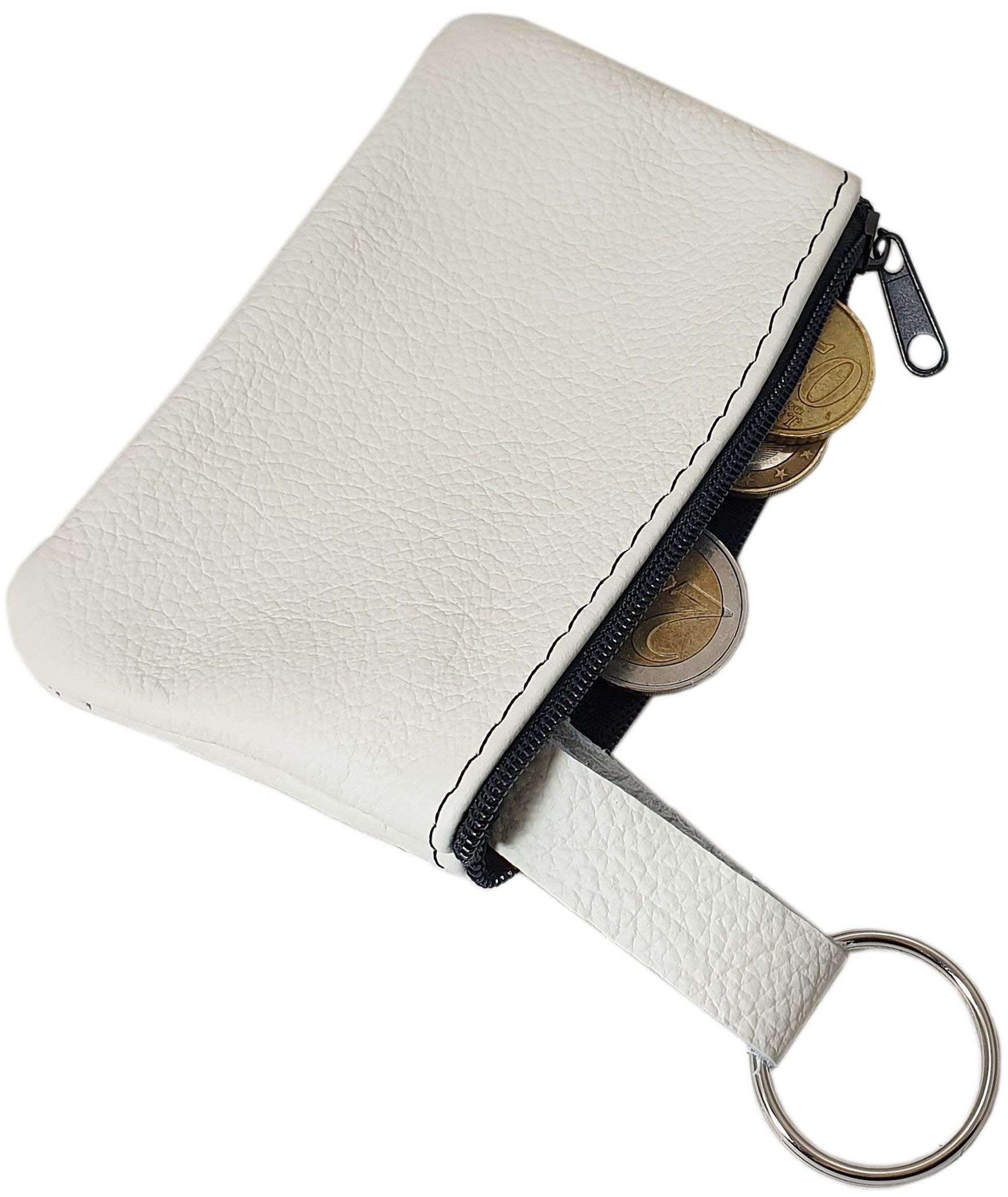 myledershop Genuine Leather Key Case, 1 Compartment, Classic, White, Solid, Unisex-Adults