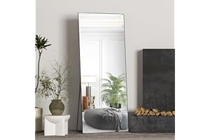 NEUWEABY Full Length Mirror Floor Mirror Large Mirror Body Rectangle Mirror for Bedroom Living Room Standing Hanging or Leaning Against Wall Aluminum Alloy Frame Black 57"x24"