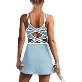 ReachMe Womens Tennis Dress Athletic Dresses with Built in Shorts and Bra Summer Workout Romper Trendy Golf Outfits