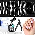 Beetles Gel Nail Kit Almond Nail Tips Easy Nail Extension Set 5 In 1 Nail Glue Gel with Pre shaped Medium Almond Nail Tips & UV Nail Lamp Acrylic Nail Clipper DIY Art Gifts for Her