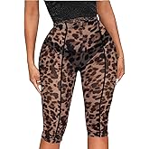 Atyfuniby Womens Sexy High Waisted Mesh See Through Skinny Shorts Leggings Club Streetwear