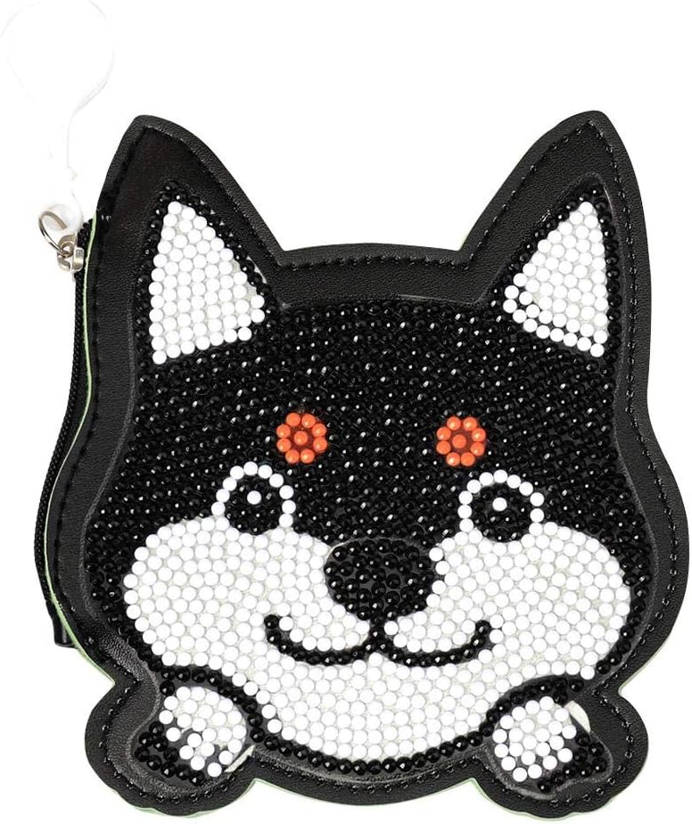 Takeashi Diamond Painting Kits Coin Purse Wallet with Clasp for Adults & Kids,Diamond Key Chain Pouch Mini Wallet Cross Stitch DIY Art Crafts Home Decoration Ideas-Cute Dog