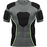 Zicac Padded Compression Shirt 8-Pads Football Rib Protectors Padded Shirt Chest Protective Gear Sports Rash Guards for Football Rugby Baseball