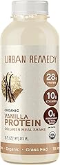 Urban Remedy Vanilla Protein Collagen Meal Shake, 16 oz – 28g Protein, 10g Organic Grass-Fed Collagen, No Added Sugar, Dairy-