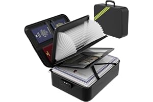 HARDROCK Large Fireproof Document Box with Lock,Upgraded Waterproof Fireproof Document Bag,Important Document Organizer Binder Hard Case Safe,5200℉ Fire Proof File Box,Portable for Business Travel Home