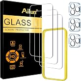 Ailun Screen Protector + Camera Lens Protector for iPhone 15 Pro, 3+3 Pack | 6.1 inch, Tempered Glass, Installation Frame, Case Friendly, HD