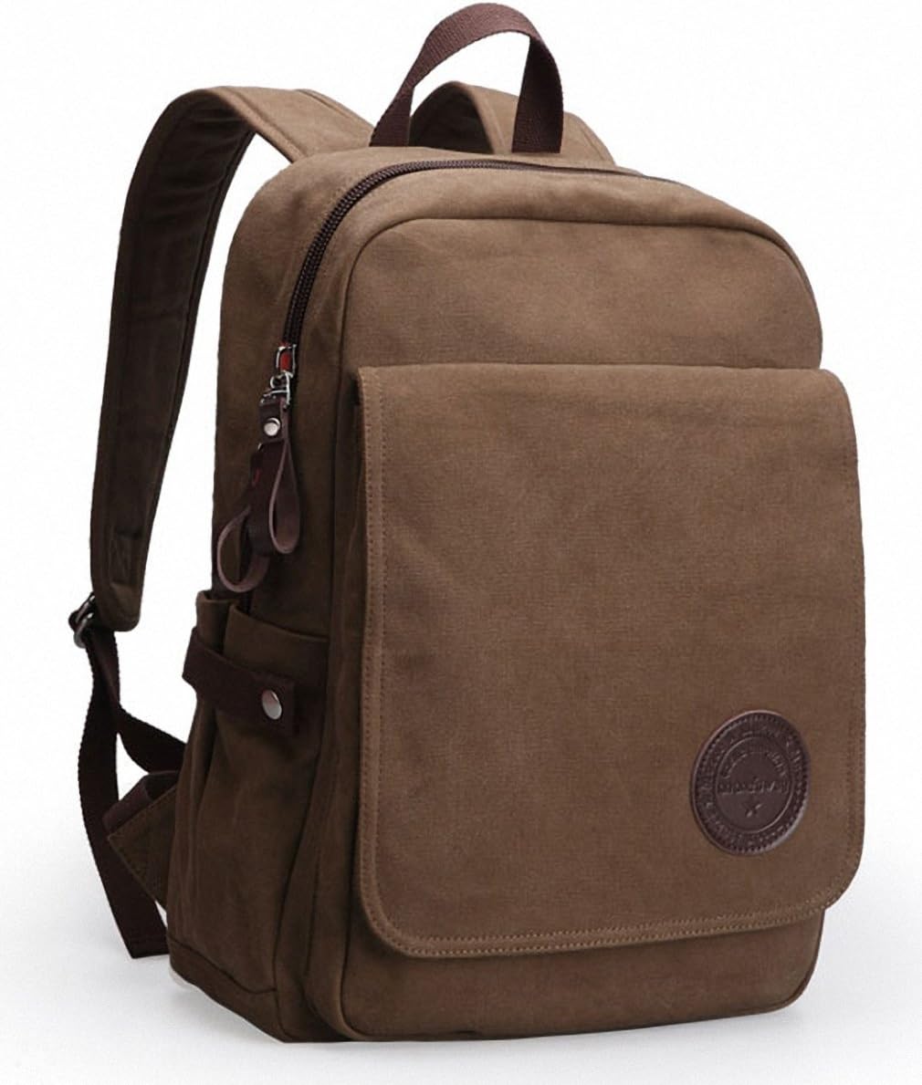 Muzee Men's Canvas Shoulder Bag Computer Bag Backpack Travel Bag Schoolbag Casual Men Bag Me1569 Brown