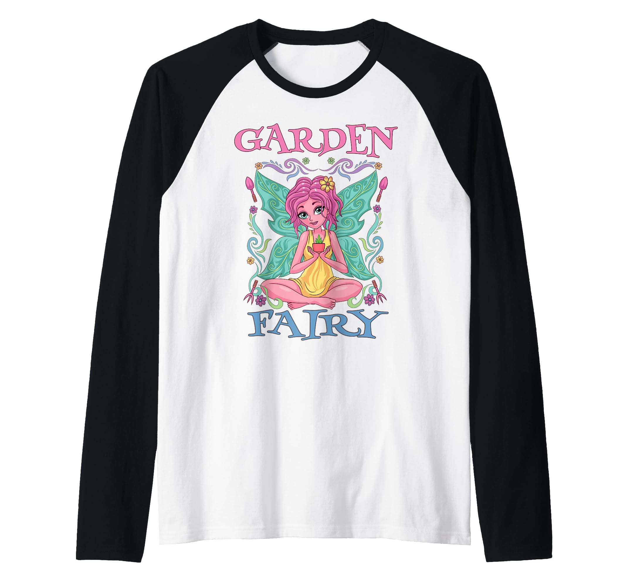 Garden Fairy Magical Fairy Flower Garden Enchanted Gardening Raglan Baseball Tee