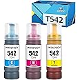 LCL Compatible Ink Refill Bottles Replacement For 542 T542 Compatible With EcoTank Pro ET-5150 ET-5170 ET-5180 ET-5800 ET-5850 ET-5880 ET-16600 ET-16650 (5-Pack,2Black/C/M/Y