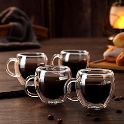Wells Espresso Cups Set of 4 with Handle, 2.5oz