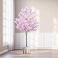 Luabue Artificial Cherry Blossom Tree,6FT Tall Fake Sakura Tree with Realistic Pink Silk Flower in Nursery Pot,17 Branches Faux Cherry Blossom Tree Spring Decor for Home Porch Indoor Outdoor