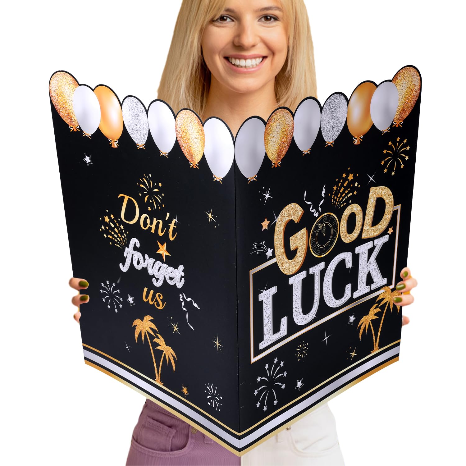 Large Retirement Card, 21.85x14.17in Happy Retirement Party Decorations Card with Envelope Jumbo Good Luck Guest Book Giant Leaving Greeting Card for Women Men Coworker Farewell Retired Card Gift