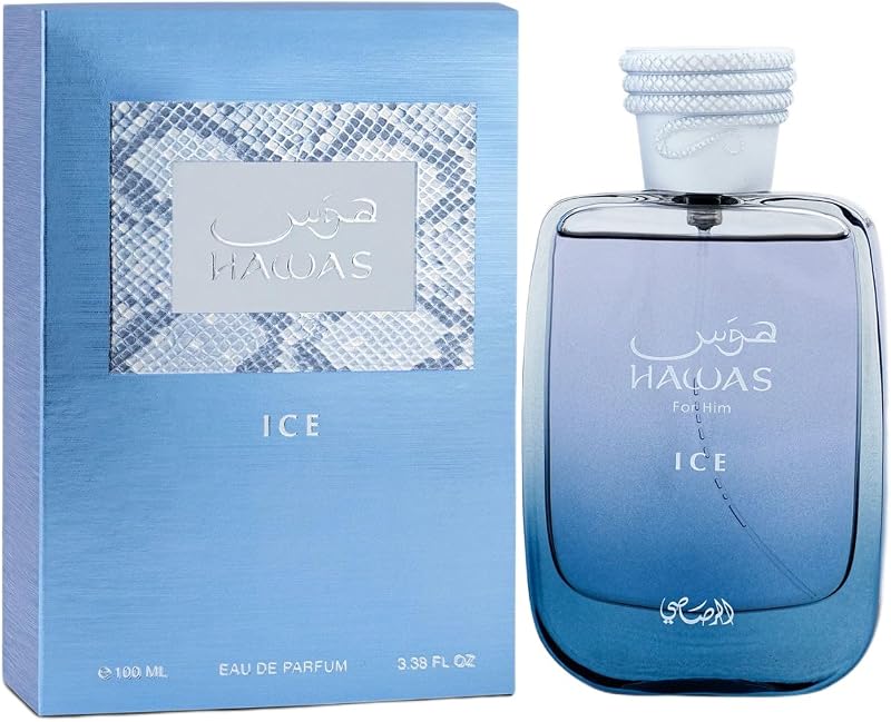 Rasasi Hawas Ice EDP Spray for Men 3.38 oz Aromatic Aquatic Fragrance
