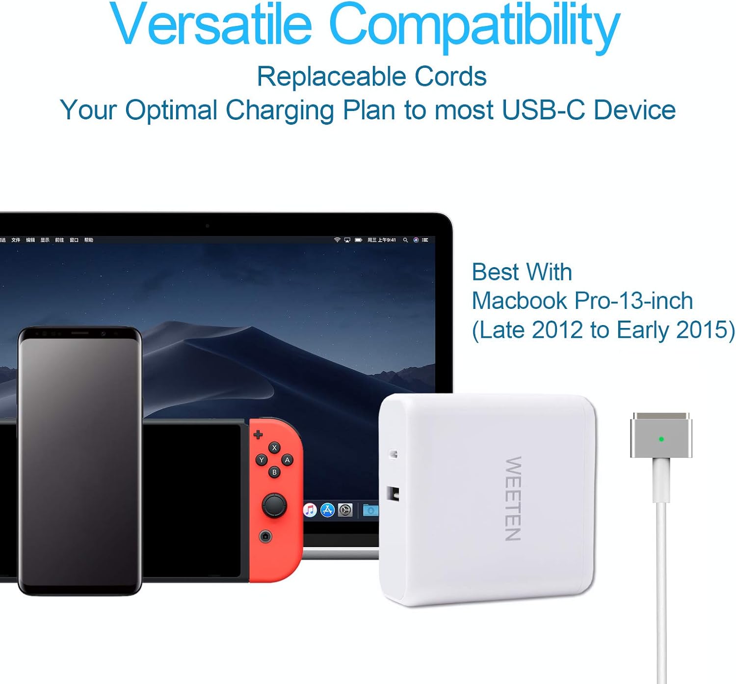 Amazon Com Weeten 60w Power Adapter Compatible With Macbook Pro 13 T Tip Style Mental Connector Charger Work With Macbook Pro Retina 13 Inch And Macbook Air 11 13 Inch 12 15 Computers Accessories